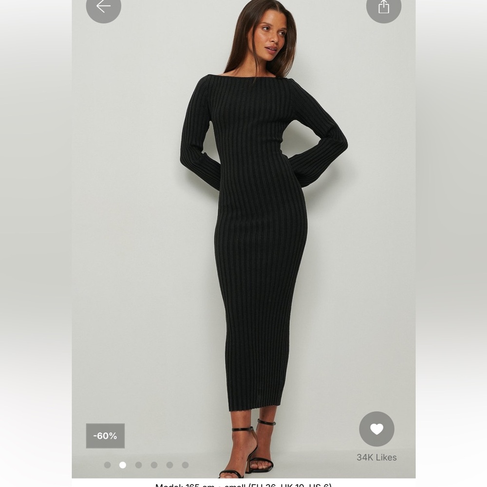 Black midi knit dress